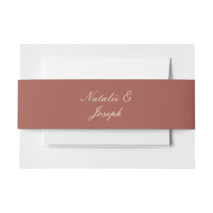 Classy Terracotta Auburn Old Money Fancy Wedding Invitation Belly Band