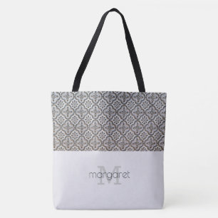 Classy Textured Monogrammed Tote Bag