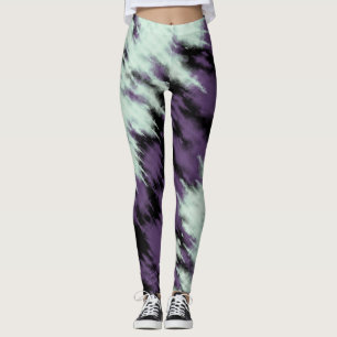 Classy Tie Dye Blue Purple Black Abstract Pattern Leggings