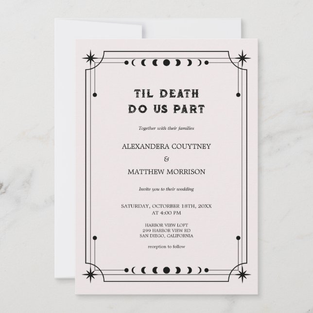 Classy Till Death Do Us Part Halloween Wedding Invitation (Front)
