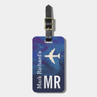 classy traveller name & initials stylish blue