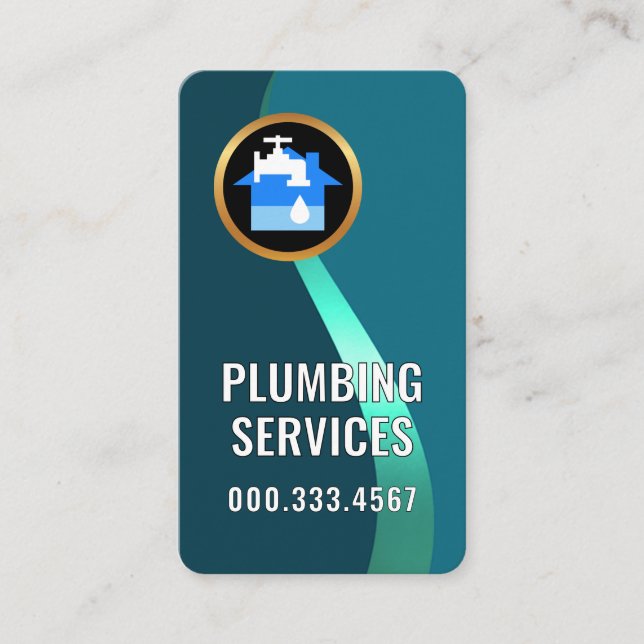 Classy Trendy Blue Water Curve Business Card (Front)