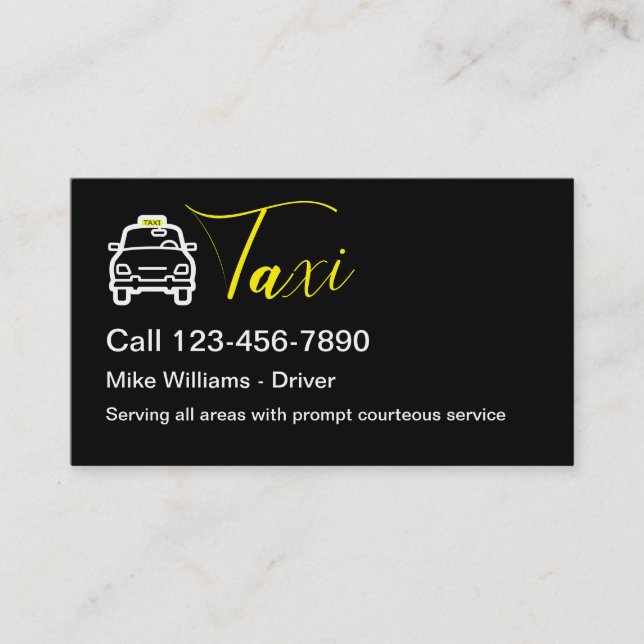 Classy Trendy Taxi Driver Service Business Card (Front)