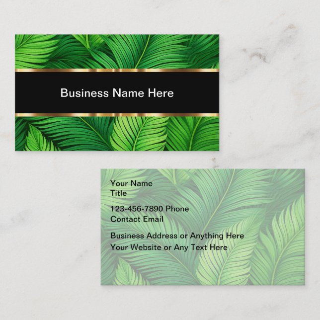 Classy Tropical Floral Palm Leaves Business Cards (Front/Back)