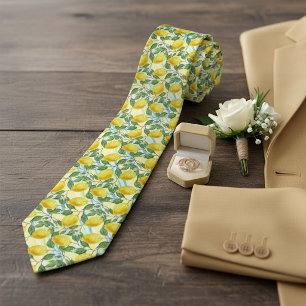 Classy Tropical Summer Lemon Fruit Art Pattern Tie