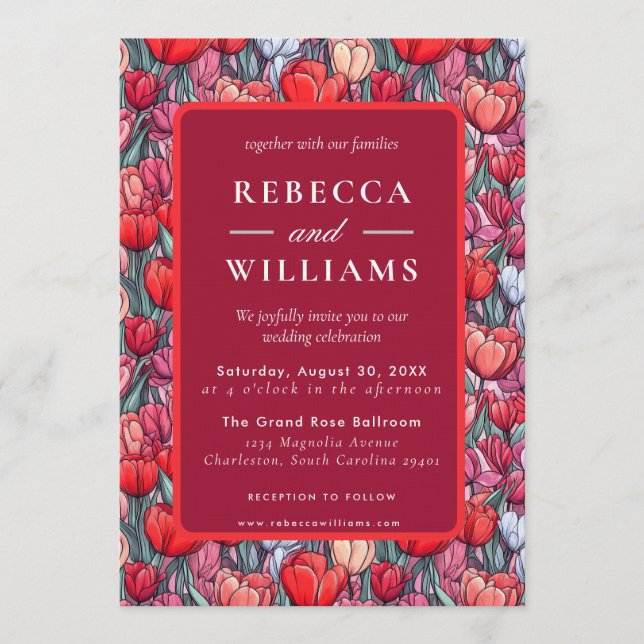 Classy Tulip Garden Countryside Wedding Invitation (Front)