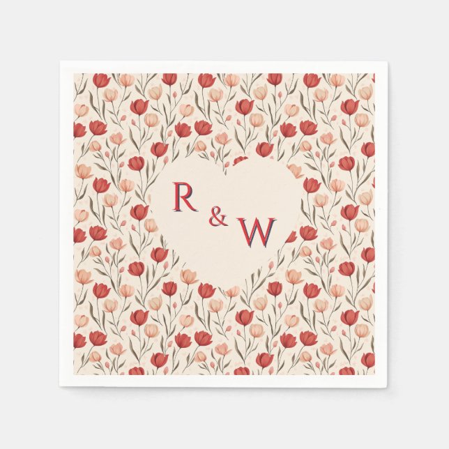 Classy Tulip Traditional Wedding Napkins (Front)