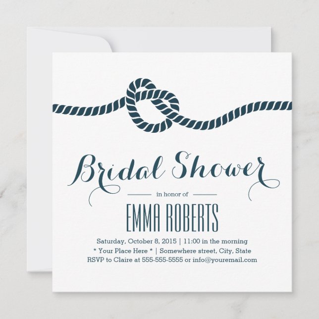 Classy Tying the Knot Bridal Shower Invitations (Front)