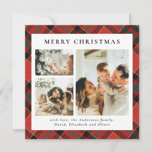Classy Typography Red and Green Photo Christmas Holiday Card