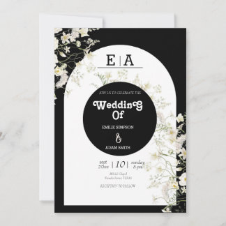 classy unique black and white wedding  invitation