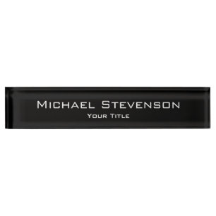 Classy Unique Black White Elegant Desk Nameplate