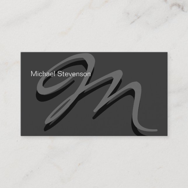 Classy Unique Contemporary Monogram Business Card (Front)