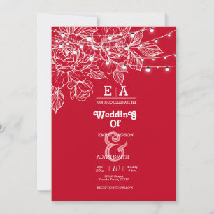 classy unique deep red wedding invitation
