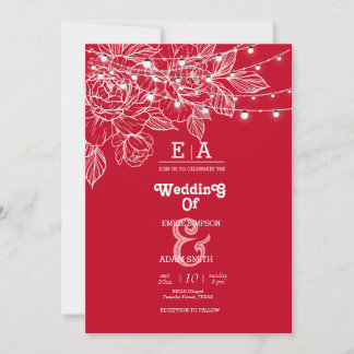 classy unique deep red wedding  invitation