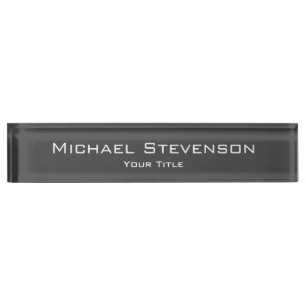 Classy Unique Grey Trendy Elegant Desk Nameplate