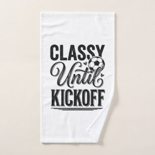 Classy Until Kickoff Soccer Vintage Shirt Design_1 Hand Towel