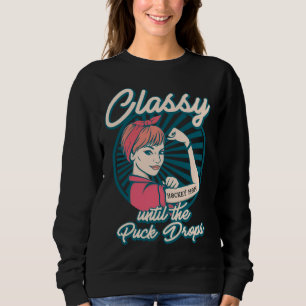 Classy Until The Puck Drops tattooed Hockey Mom Sweatshirt