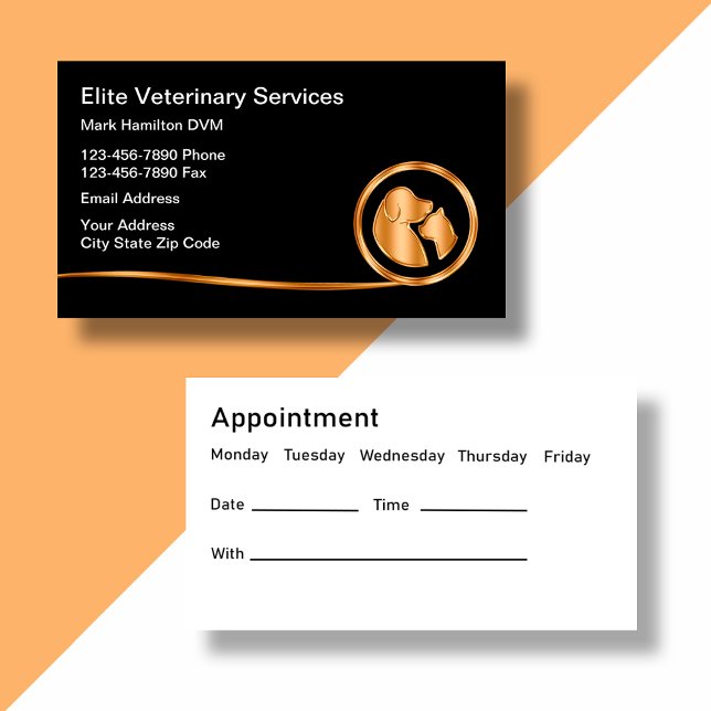 Classy Veterinarian Appointment Business Cards (Creator Uploaded)