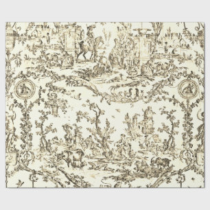 Classy Vintage Beige French Country Toile Wrapping Paper
