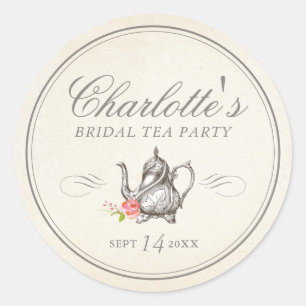 Classy Vintage Bridal Tea Party Favour Label