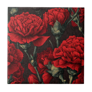 Classy Vintage Carnation  Tiles  For Living Space
