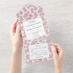 Classy Vintage Chic Elegant Blue Horse Toile All I In One Invitation