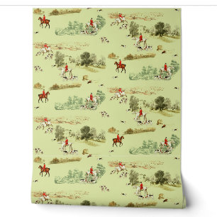 Classy Vintage English Horse Riders Hounds Hunting Wallpaper