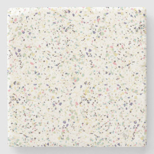 Classy vintage marble terrazzo pastel design stone coaster