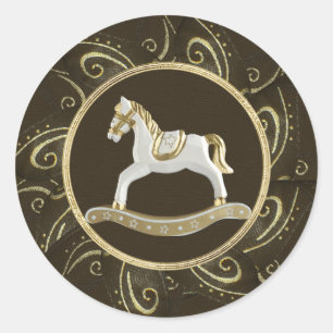 Classy Vintage Rocking Horse Festive Stickers