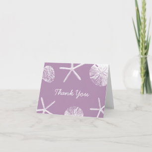 Classy Violet Beach Theme Seashells Thank You Card