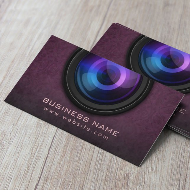 Classy Violet Damask Photography Business Cards (Creator Uploaded)