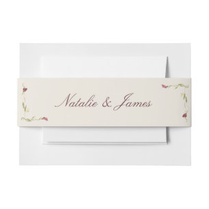 Classy Watercolor Nouveau Art Retro Floral Wedding Invitation Belly Band