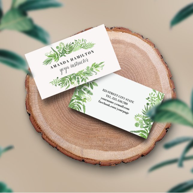 Classy Watercolor wild meadow greenery foliage Business Card (Creator Uploaded)