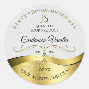 Classy Wavy Gold Decor Light Grey Monogram Label