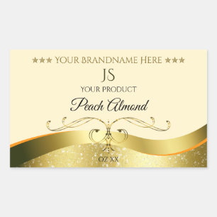 Classy Wavy Gold Decor Light Peach Monogram Label
