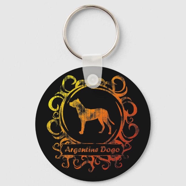 Classy Weathered Argentine Dogo Key Ring (Front)