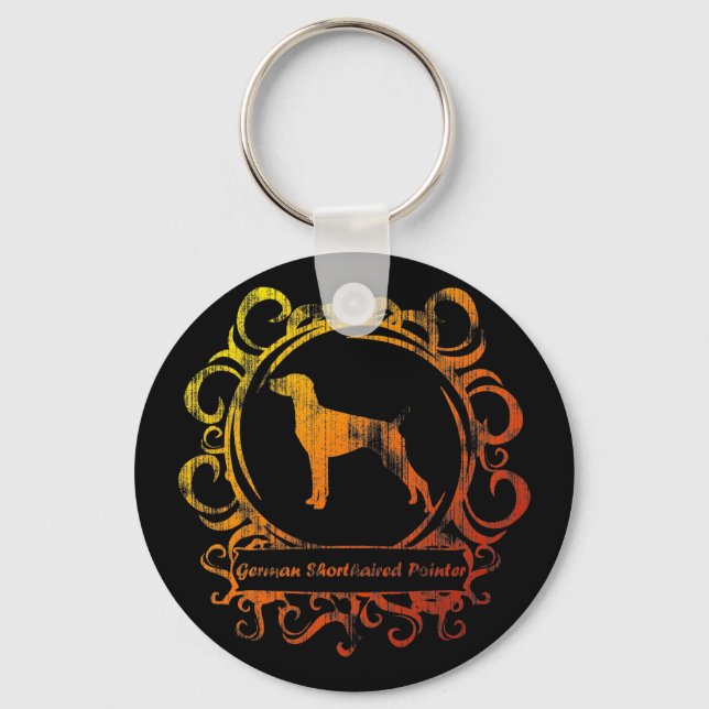 Classy Weathered German Shorthaired Pointer Key Ring (Front)