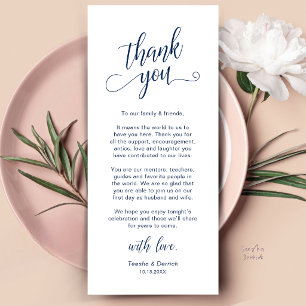 Classy Wedding Dinner Place Setting Thank You Card