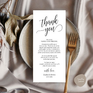 Classy Wedding Dinner Place Setting Thank You Card