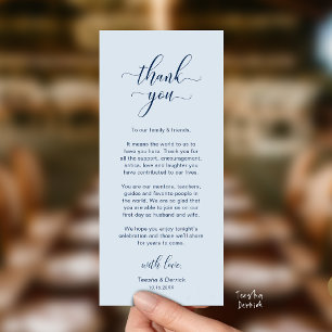 Classy Wedding Dinner Place Setting Thank You Card