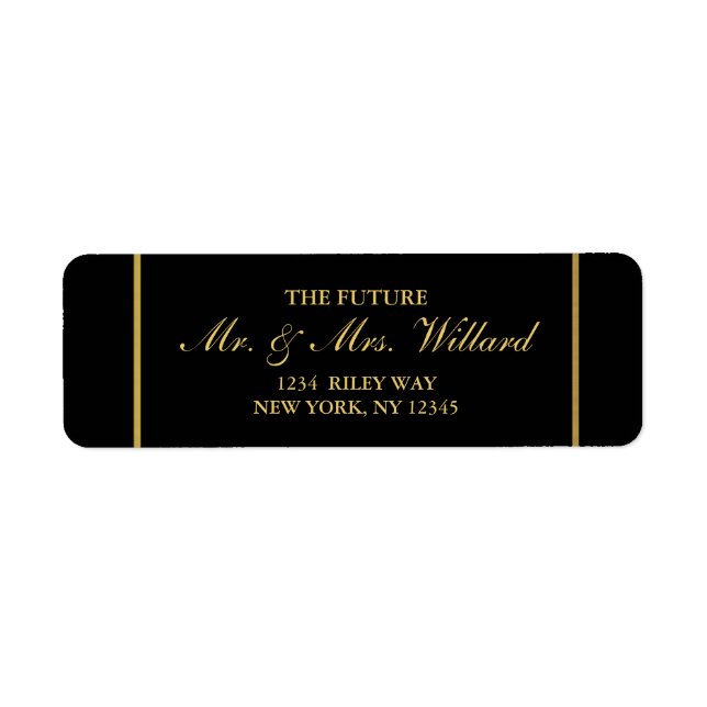 Classy Wedding Gold Foil - Black Return Address (Front)