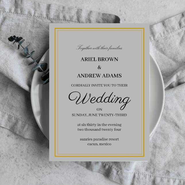 Classy wedding Grey invitation card (Creator Uploaded)