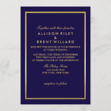 Classy Wedding Invitation Gold Foil - Navy Blue