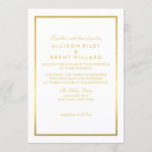 Classy Wedding Invitation Gold Foil - White