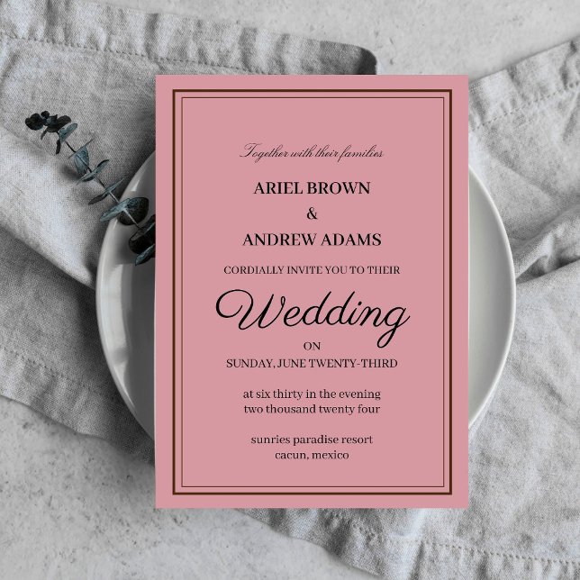 Classy wedding pink invitation card (Creator Uploaded)
