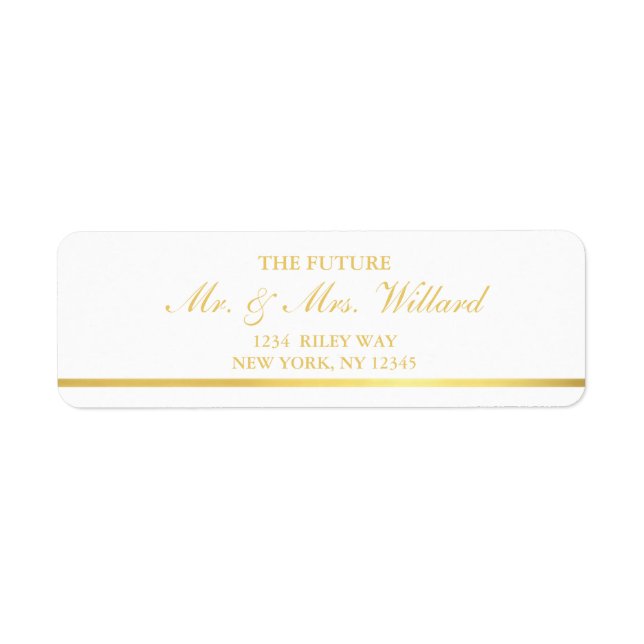 Classy Wedding Return Address Labels Gold Foil (Front)