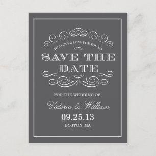 CLASSY WEDDING    SAVE THE DATE ANNOUNCEMENT POSTCARD