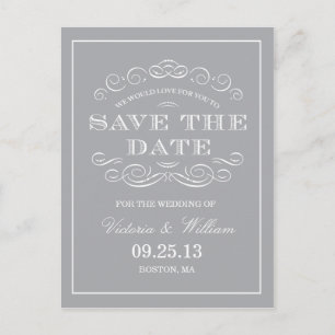 CLASSY WEDDING    SAVE THE DATE ANNOUNCEMENT POSTCARD
