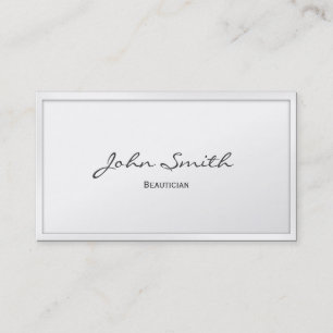 Classy White Border Beautician Business Card