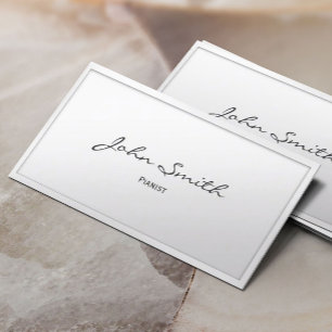 Classy White Border Pianist Minimalist Business Card